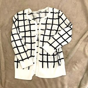 Halogen Black White Button Up Sweater Jacket Size small